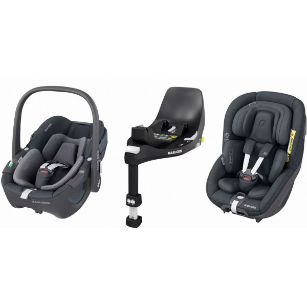 Maxi Cosi KOMPLET Pebble 360 + Pearl 360 + baza FamilyFix 360 | Graphite